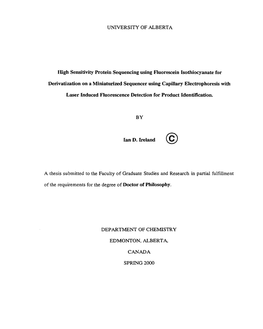 UNIVERSITY of ALBERTA High Sensitivity Protein Sequencing