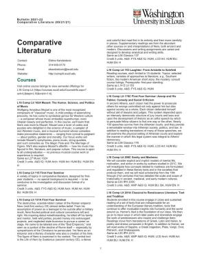 Comparative Literature (09/21/21)