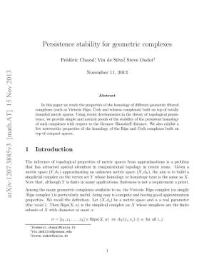 Persistence Stability for Geometric Complexes Arxiv:1207.3885V3