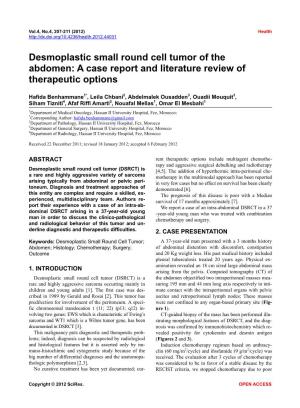 Desmoplastic Small Round Cell Tumor of the Abdomen: a Case Report and Literature Review of Therapeutic Options