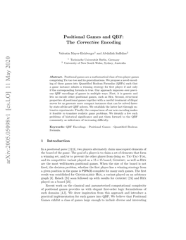 Positional Games and QBF: the Corrective Encoding 3