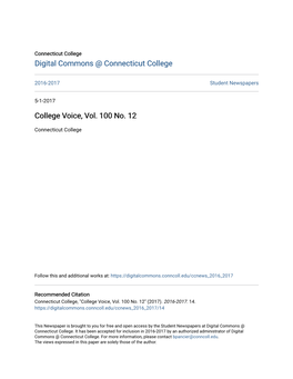 College Voice, Vol. 100 No. 12