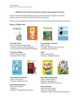 Children's and YA Books in Translation