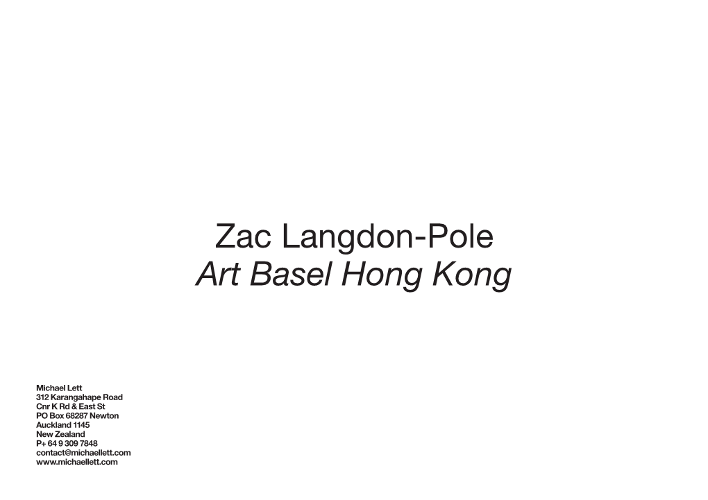 Zac Langdon-Pole Art Basel Hong Kong
