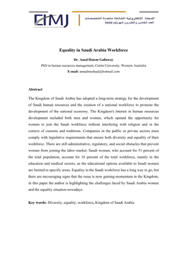 Equality in Saudi Arabia Workforce