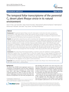 The Temporal Foliar Transcriptome of the Perennial C3 Desert Plant