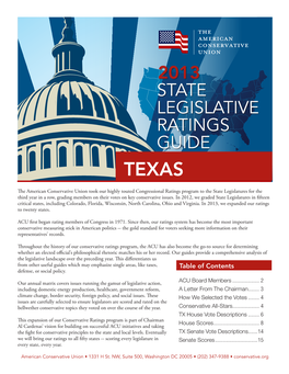State Legislative Ratings Guide Texas