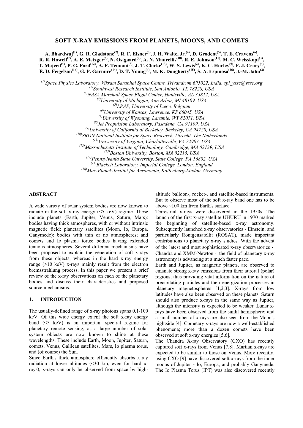 Soft X-Ray Emissions from Planets, Moons, and Comets