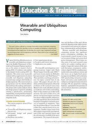 Wearable and Ubiquitous Computing
