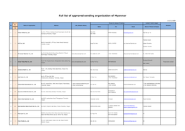 Full List of Approved Sending Organization of Myanmar