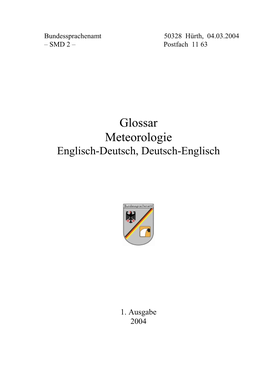 Glossar Meteorologie Englisch-Deutsch, Deutsch-Englisch