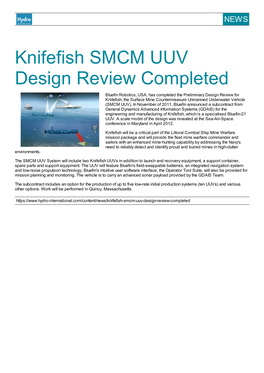 Knifefish SMCM UUV Design Review Completed