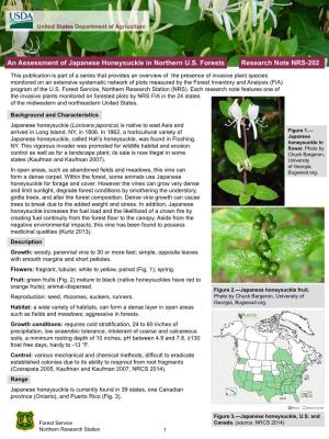 An Assessment of Japanese Honeysuckle in Northern U.S. Forests Research Note NRS-202