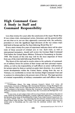 High Command Case: a Study in Staff and Command Responsibility