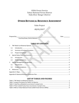 Other Botanical Resource Assessment