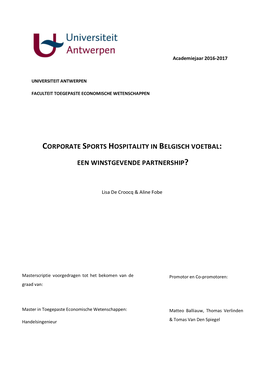 Corporate Sports Hospitality in Belgisch Voetbal