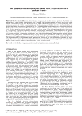 The Potential Detrimental Impact of the New Zealand Flatworm to Scottish