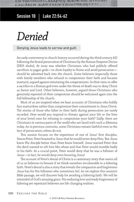 Denied Denying Jesus Leads to Sorrow and Guilt