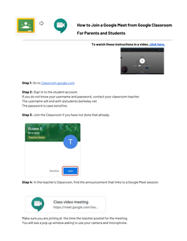 How to Join a Google Meet from Google Classroom for Parents and Students