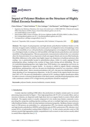 Impact of Polymer Binders on the Structure of Highly Filled Zirconia Feedstocks