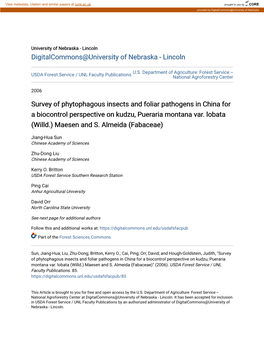 Survey of Phytophagous Insects and Foliar Pathogens in China for a Biocontrol Perspective on Kudzu, Pueraria Montana Var