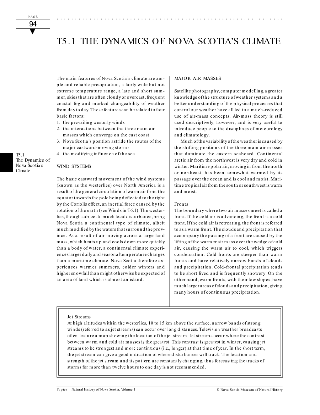 T5.1 the Dynamics of Nova Scotia's Climate