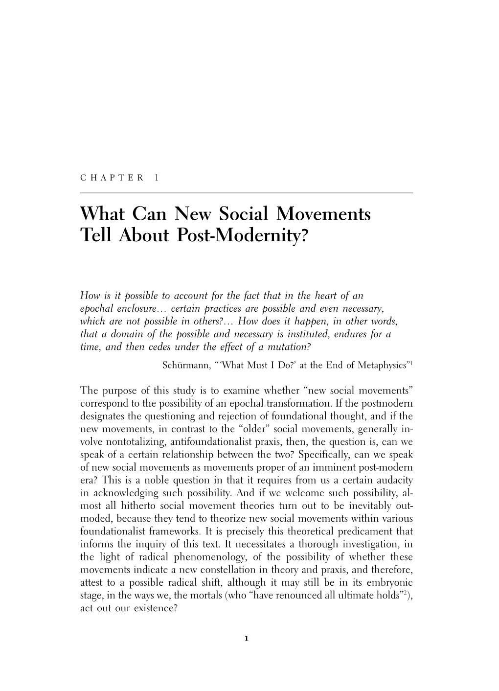 What Can New Social Movements Tell About Post-Modernity?