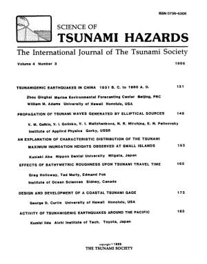 SCIENCE of TSUNAMI HAZARDS the International Journal of the Tsunami Society