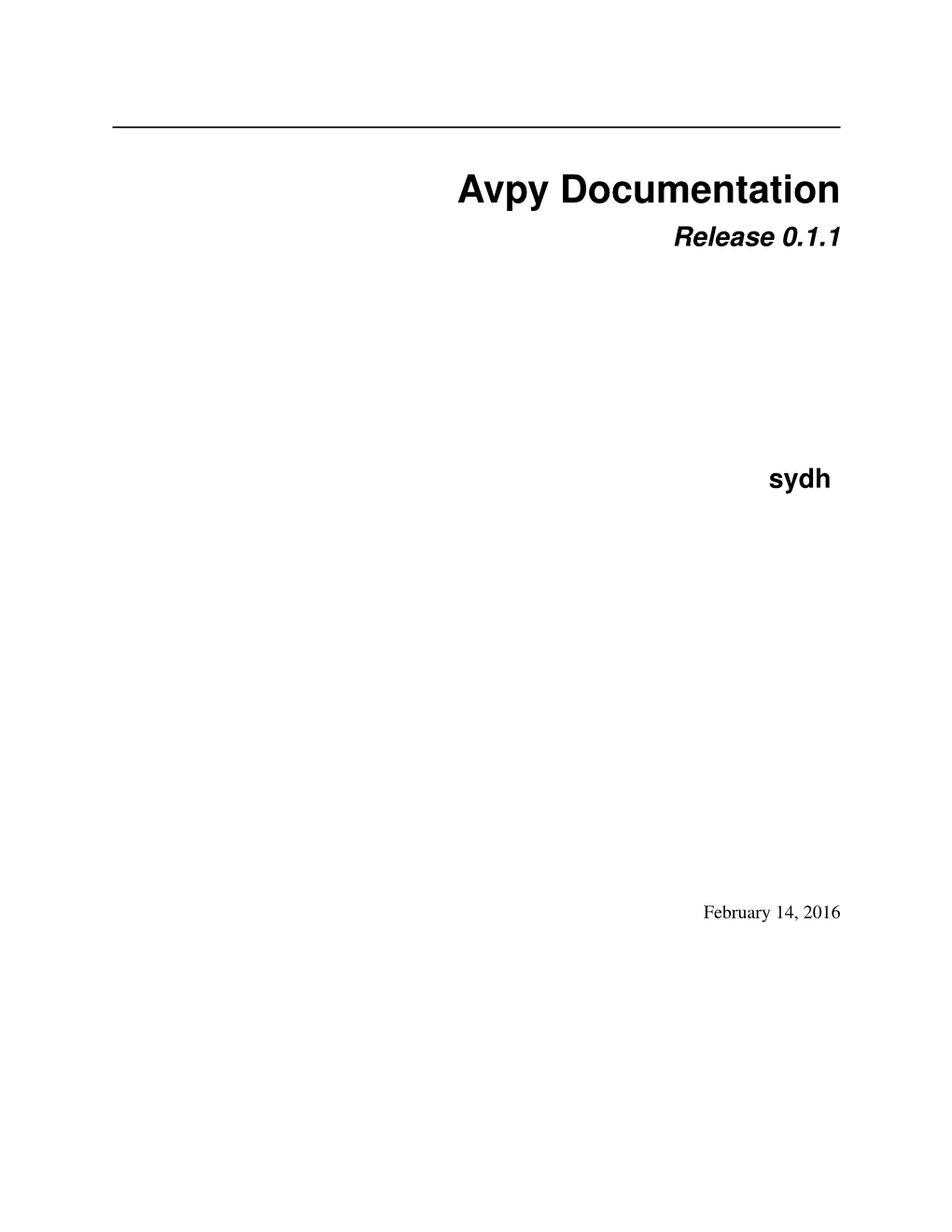 Avpy Documentation Release 0.1.1