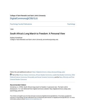 South Africa's Long March to Freedom: a Personal View