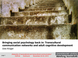 Transcultural Communication Networks and Adult Cognitive Development Uwe Krüger