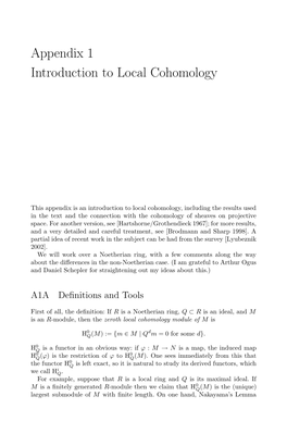 Appendix 1 Introduction to Local Cohomology
