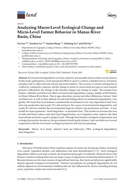 Analyzing Macro-Level Ecological Change and Micro-Level Farmer Behavior in Manas River Basin, China