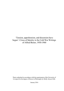 Crises of Identity in the Cold War Writings of Alfred Bester, 1950-1960