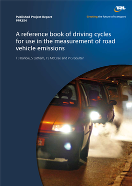 A Reference Book of Driving Cycles for Use in the Measurement of Road Vehicle Emissions