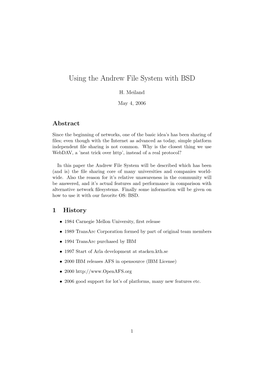 Using the Andrew File System with BSD