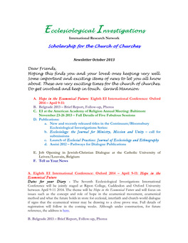 Ecclesiological Investigations International Research Network