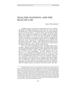 Sealand, Havenco, and the Rule of Law