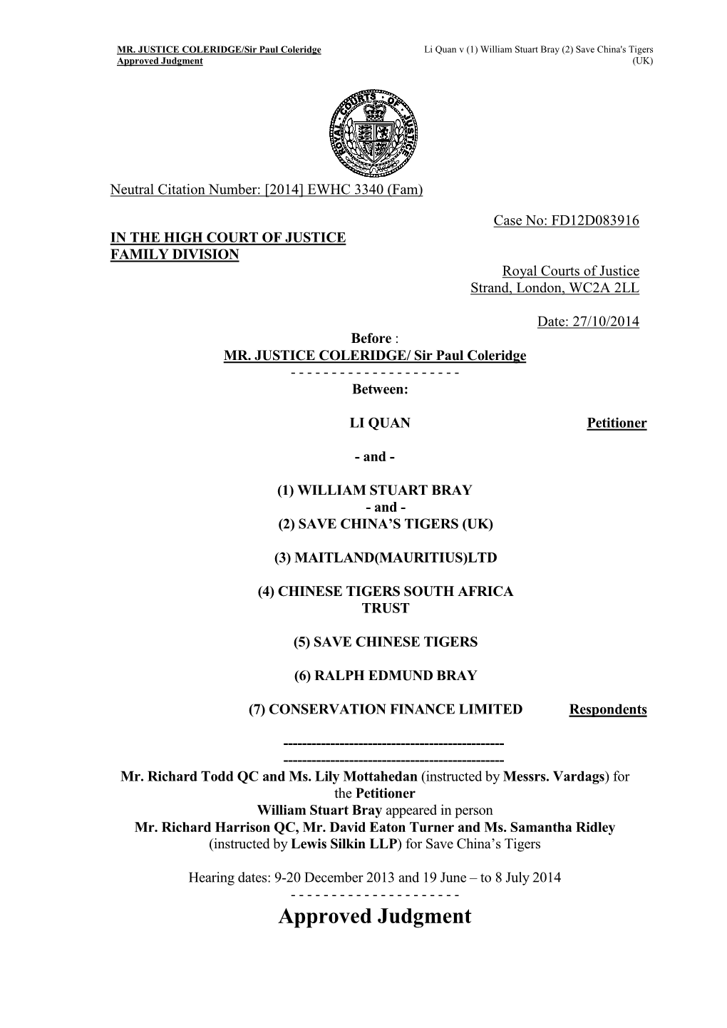 High Court Judgment Template