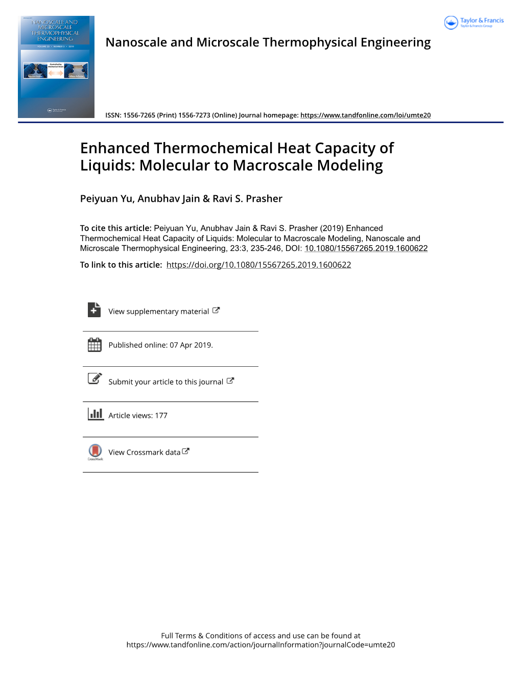 Enhanced Thermochemical Heat Capacity of Liquids: Molecular to Macroscale Modeling