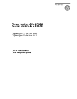 Registrering Til COSAC-Møde 22.-24. April 2012
