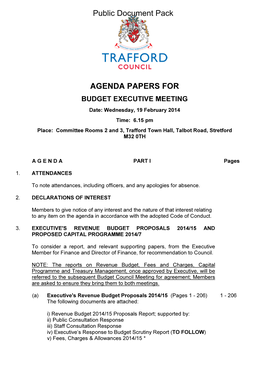 AGENDA PAPERS for Public Document Pack