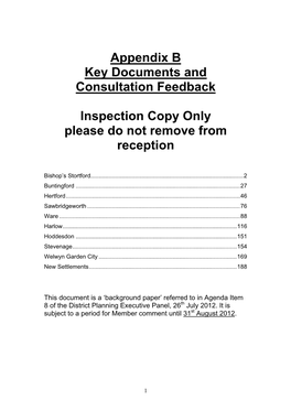 Appendix B Key Documents and Consultation Feedback Inspection