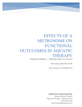 Effects of a Metronome on Functional Outccomes in Aquatic Therapy