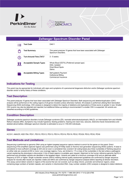 Perkinelmer Genomics to Request the Saliva Swab Collection Kit for Patients That Cannot Provide a Blood Sample As Whole Blood Is the Preferred Sample