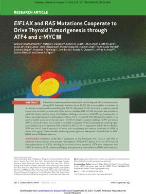 EIF1AX and RAS Mutations Cooperate to Drive Thyroid Tumorigenesis Through ATF4 and C-MYC