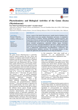 Phytochemistry and Biological Activities of the Genus Knema (Myristicaceae)
