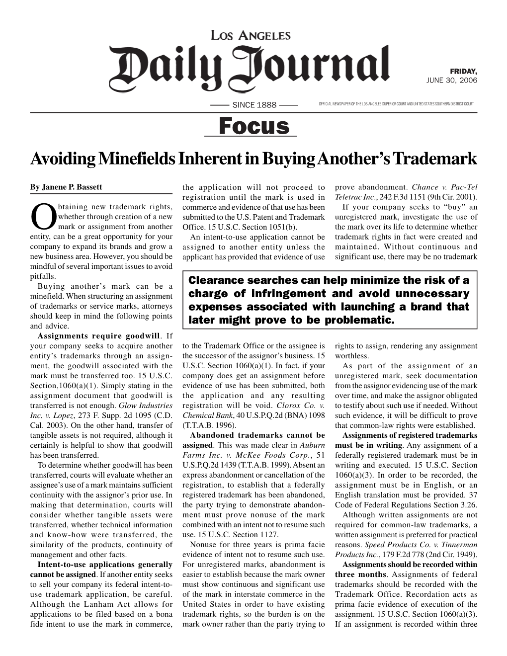 Avoiding Minefields Inherent in Buying Another's Trademark