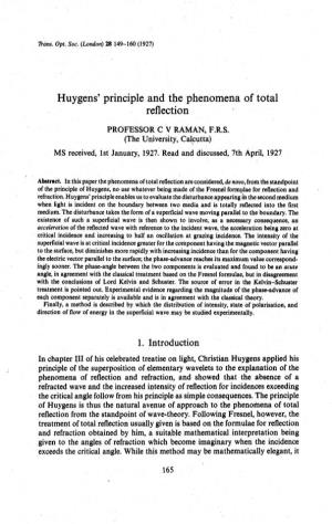 Huygens' Principle and the Phenomena of Total Reflection