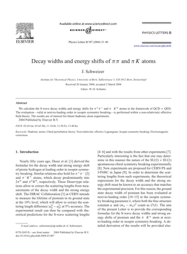 Decay Widths and Energy Shifts of Ππ and Πk Atoms